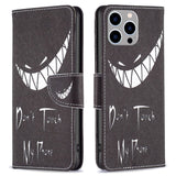 iPhone 14 Pro Max Læder Cover m. Pung & Print - "Don't Touch My Phone"