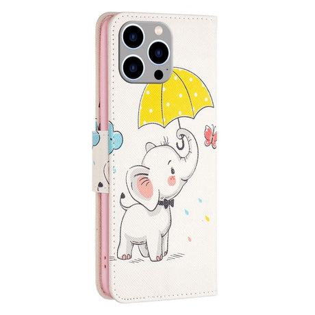 iPhone 14 Pro Max Flip Cover m. Pung - Sød Elefant