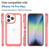 iPhone 14 Pro Max Hybrid Plastik Bagside Cover - Gennemsigtig / Rød