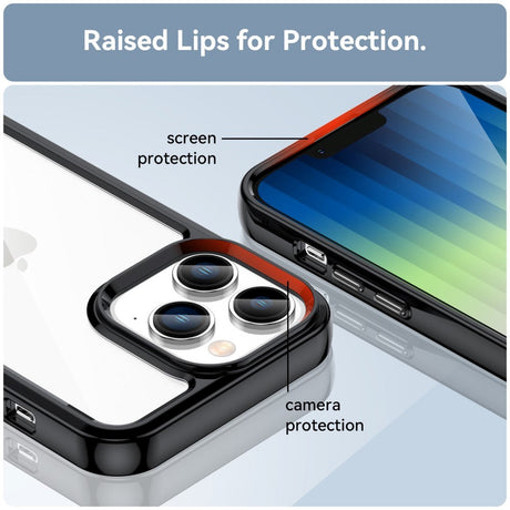 iPhone 14 Pro Hybrid Plastik Bagside Cover - Gennemsigtig / Sort