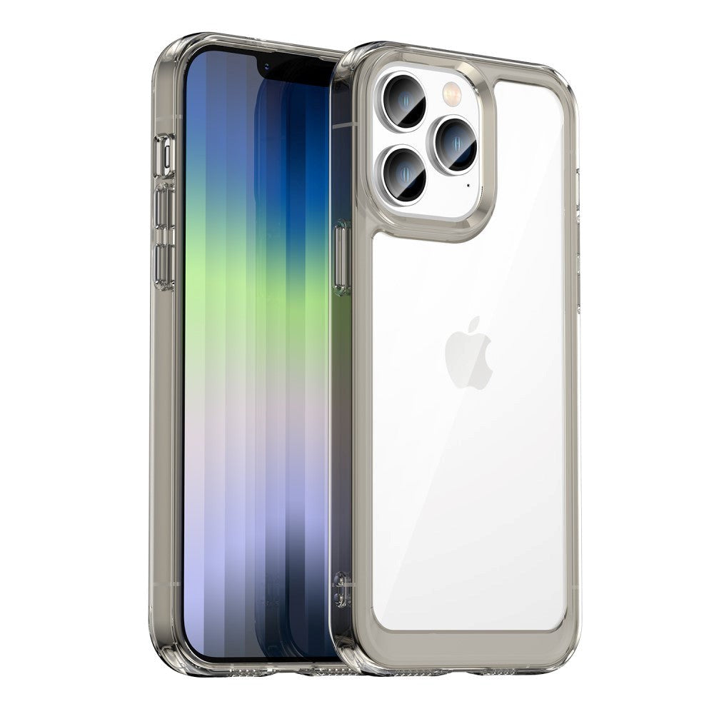 iPhone 14 Pro Hybrid Plastik Bagside Cover - Gennemsigtig / Transparent Grå