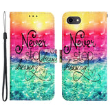 iPhone SE (2022 / 2020) / 8 / 7 Læder Flip Cover m. Strop & Pung - Never Stop Dreaming