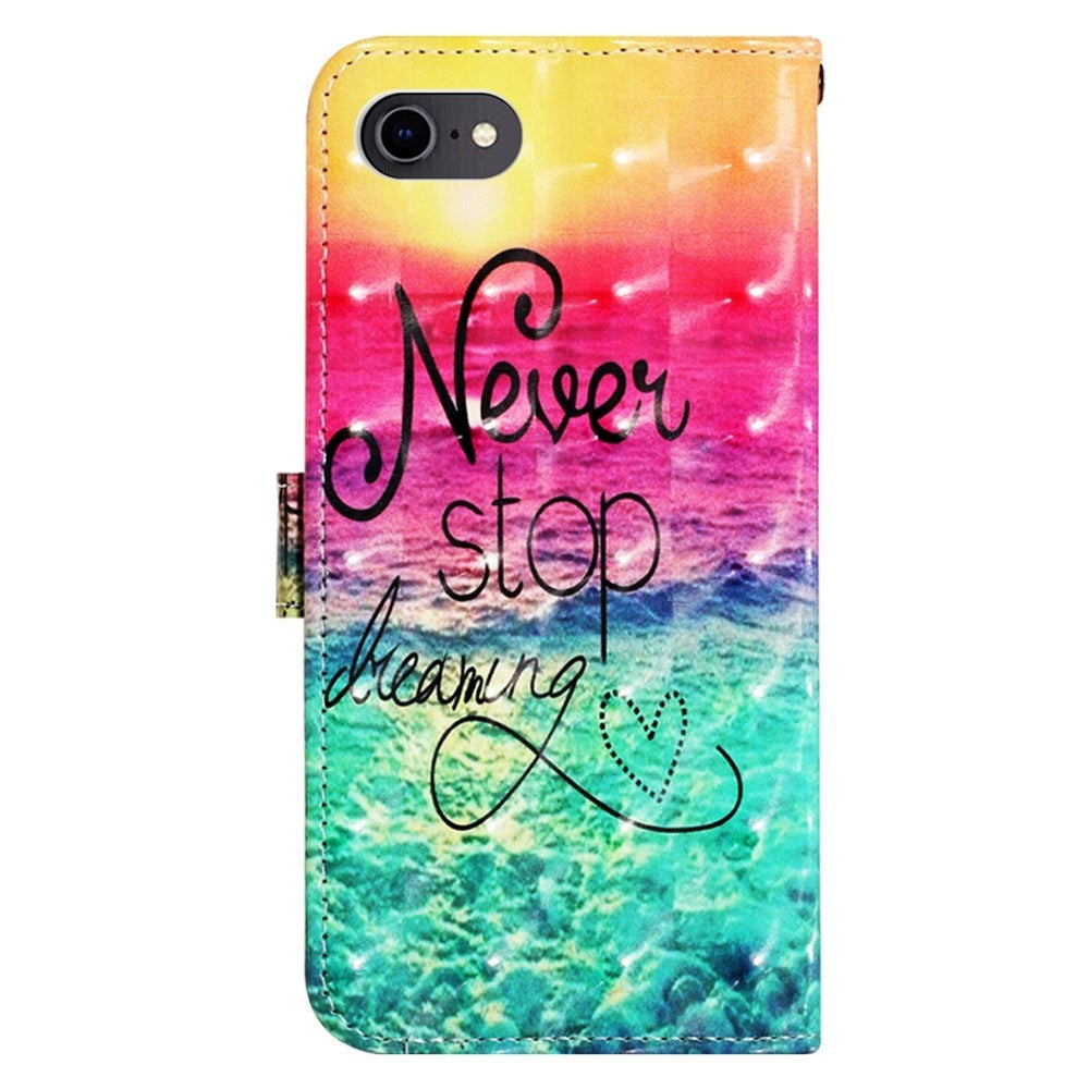 iPhone SE (2022 / 2020) / 8 / 7 Læder Flip Cover m. Strop & Pung - Never Stop Dreaming