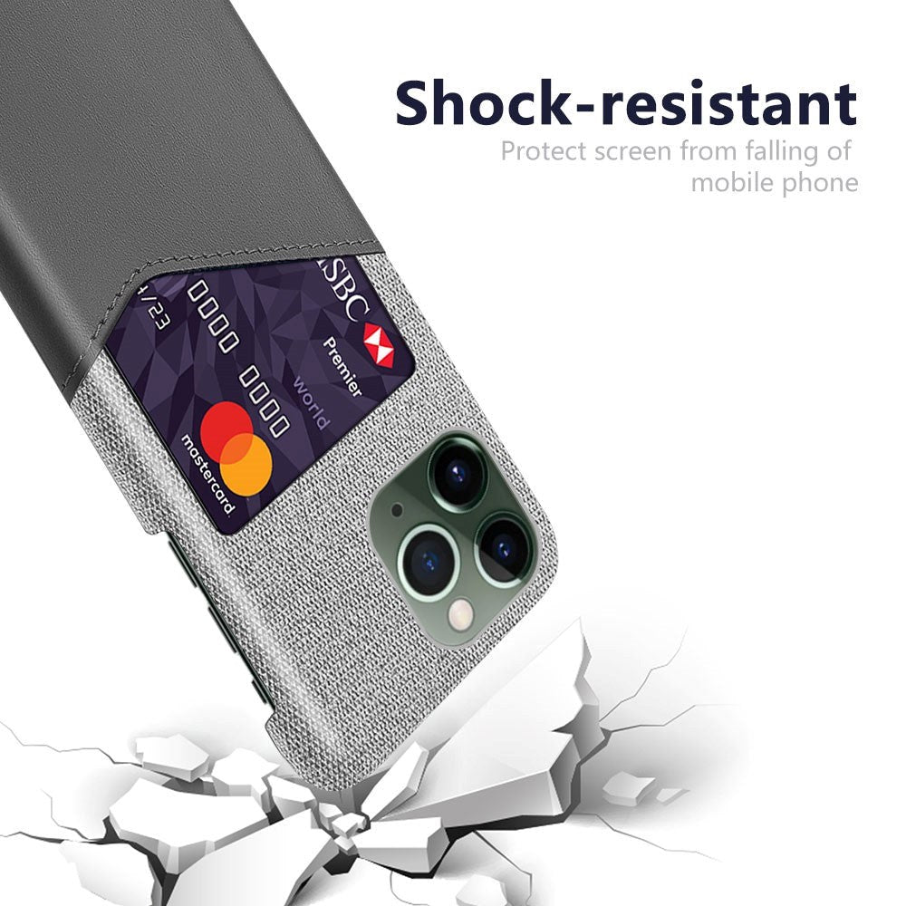 iPhone 14 Pro Læder & Tekstil Bagside Cover m. Kortlomme - Grå