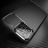 iPhone 14 Pro Carbon Fiber Fleksibelt Plastik Bagside Cover - Sort