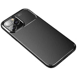 iPhone 14 Pro Max Carbon Fiber Fleksibelt Plastik Bagside Cover - Sort