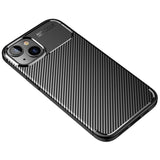 iPhone 14 Plus Carbon Fiber Fleksibelt Plastik Bagside Cover - Sort