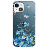 iPhone 14 Fleksibel TPU Plast Bagside Cover - Gennemsigtig m. Blå Blomster