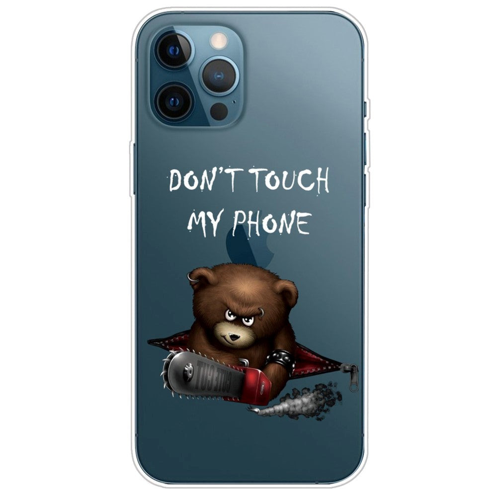 iPhone 14 Pro Fleksibelt Plastik Bagside Cover - Gennemsigtig / "Don't Touch My Phone"