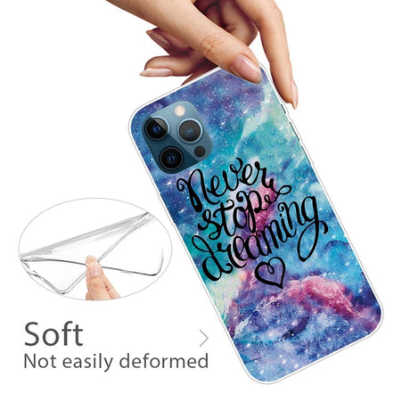 iPhone 14 Pro Fleksibelt Plastik Bagside Cover - "Never Stop Dreaming"