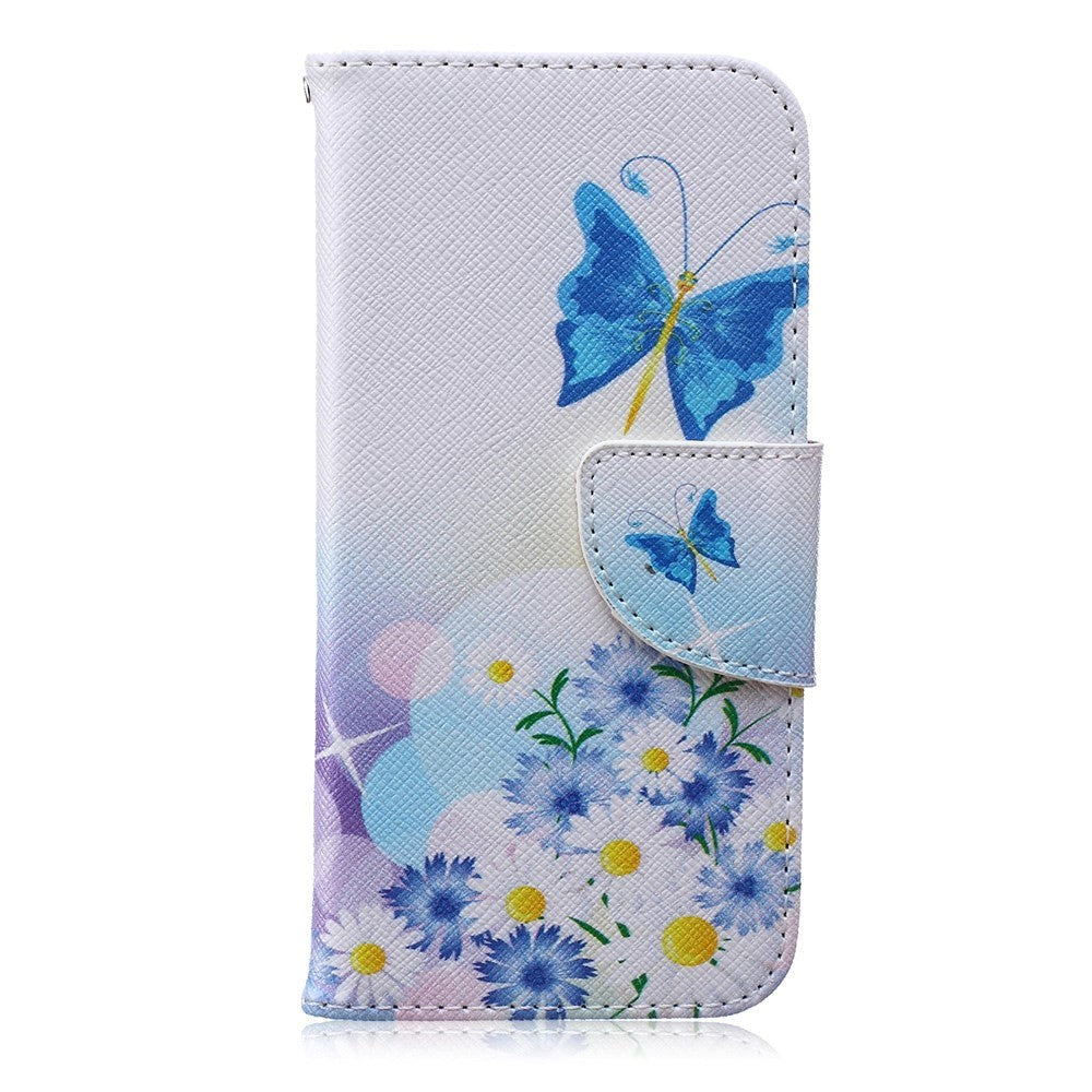 iPhone 6 / 6s Læder Cover m. Kortholder - Sommerfugle & Margueritter