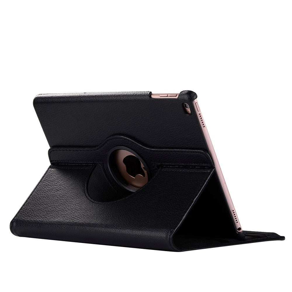 Apple iPad 9.7 2017/2018 PU Læder Rotating Cover m. Stand - Sort