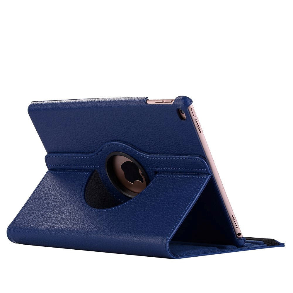 Apple iPad 9.7 2017/2018 PU Læder Rotating Cover m. Stand - Mørkeblå