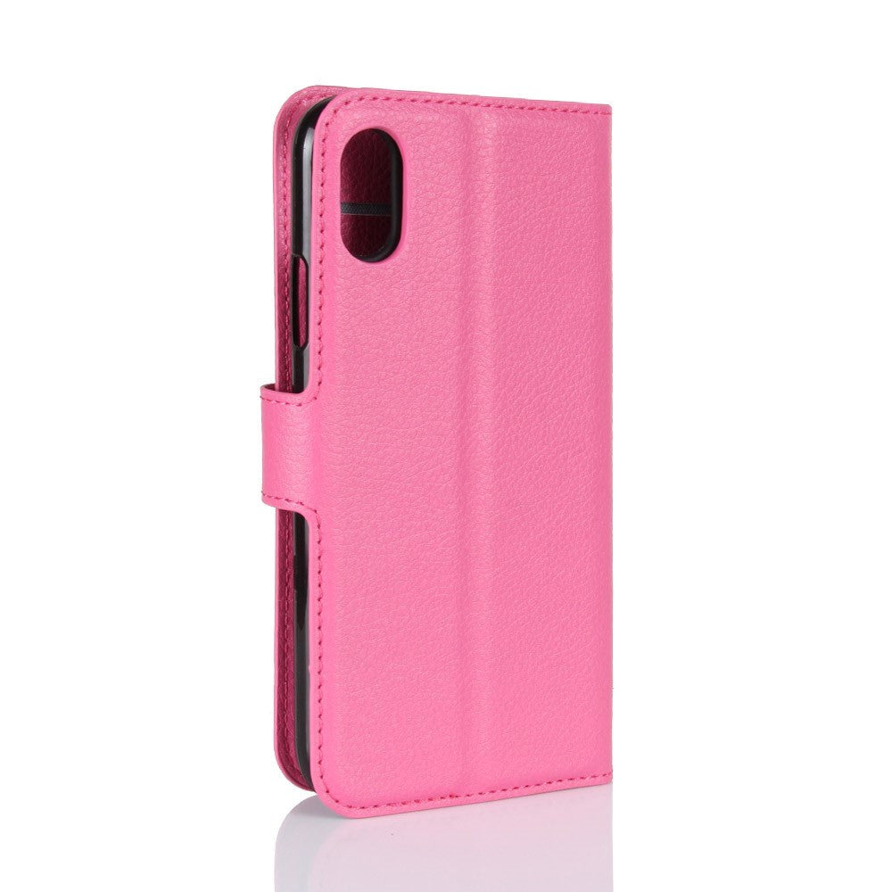 Apple iPhone X/XS Litchi Flip Cover m. Kortholder - Pink