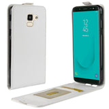 Samsung Galaxy J6 Premium Vertikalt Læder Flip Cover m. Kortholder - Hvid