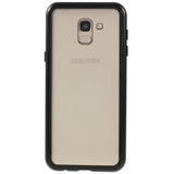 Samsung Galaxy J6 Magnetisk Cover m. Glasbagside - Sort