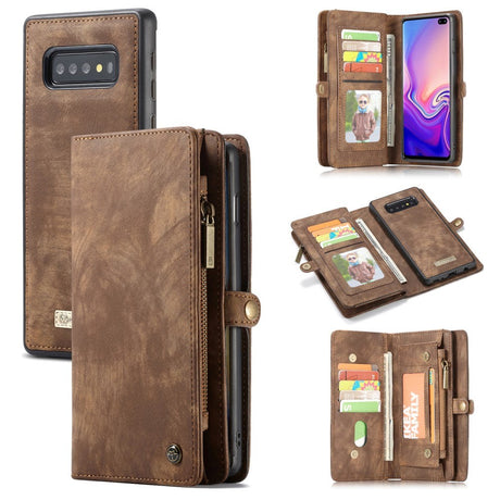 Samsung Galaxy S10+ Plus CASEME Læder Flip Cover m. Pung - Brun