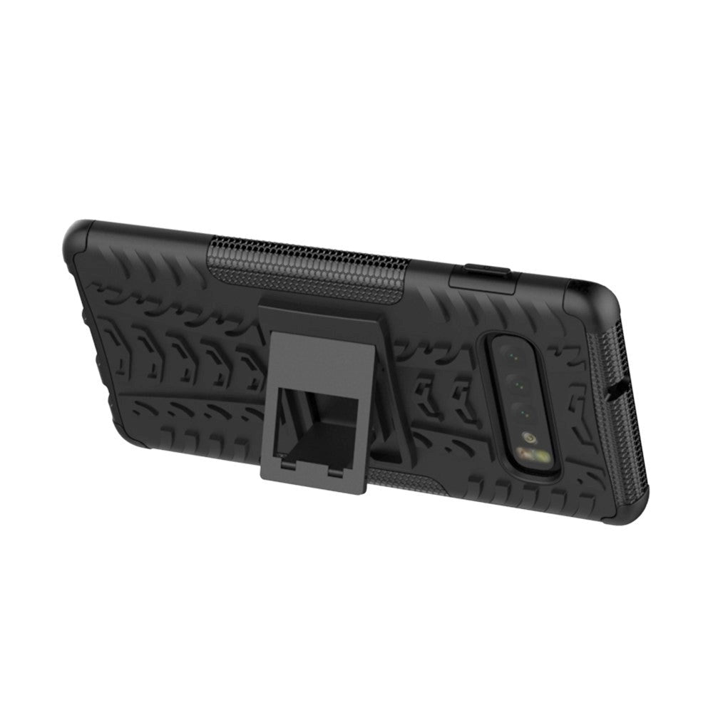 Samsung Galaxy S10 Cool Tyre Håndværker Cover m. Stander - Sort