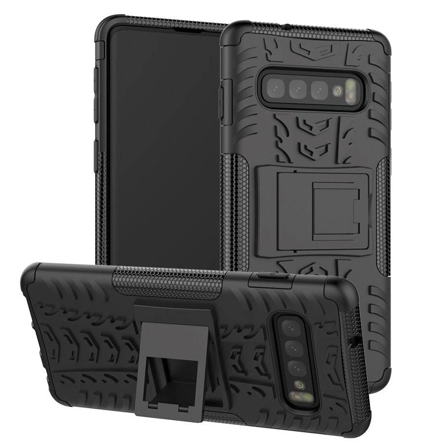 Samsung Galaxy S10+ Plus Håndværker Bagsidecover m. Stand - Sort