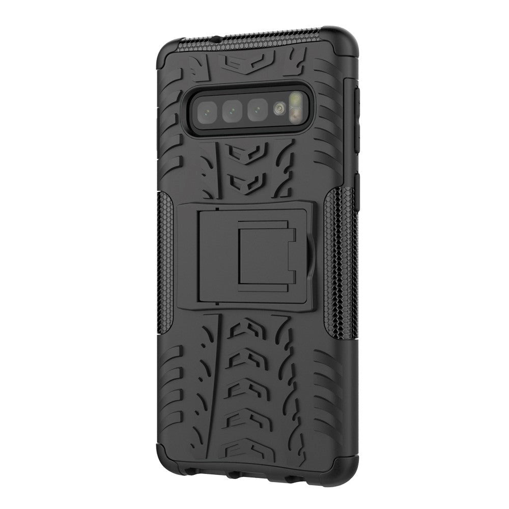 Samsung Galaxy S10+ Plus Håndværker Bagsidecover m. Stand - Sort