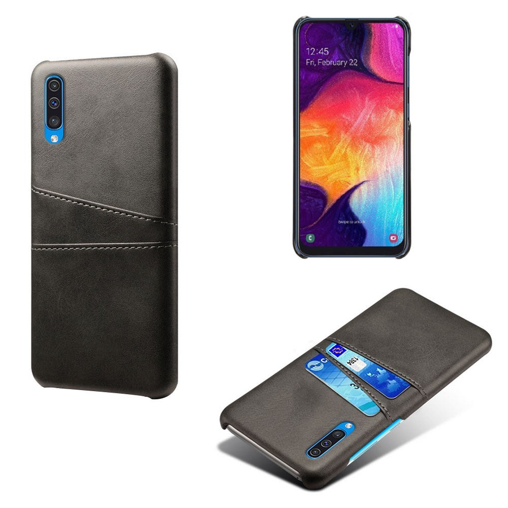 EIDERWOOD Samsung Galaxy A30s / A50 Læderbelagt Plastik Bagside Cover m. Kortholder - Sort