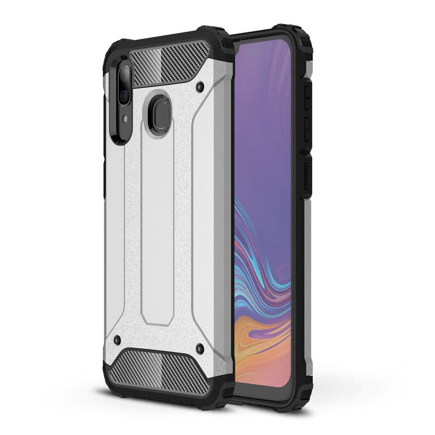 Samsung Galaxy A30 Armor Guard Hårdt Plastik Cover - Sølv