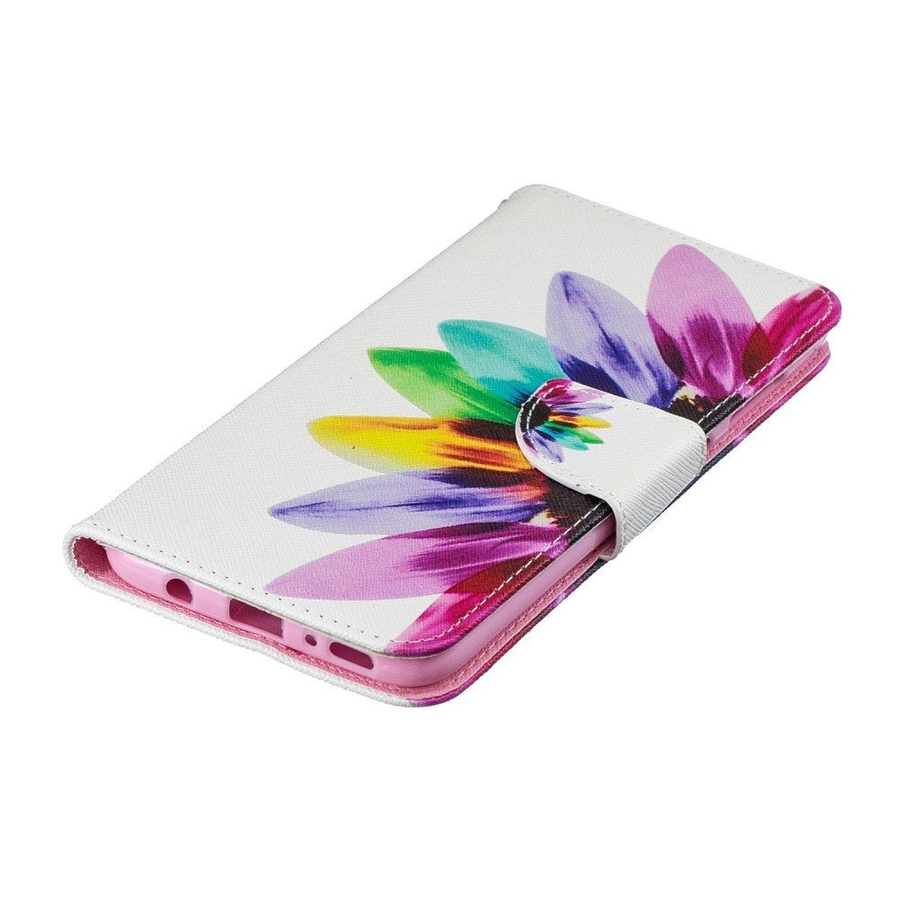 Samsung Galaxy A70 Læder Flip Cover - Farverig Blomst