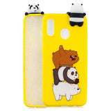 Samsung Galaxy A30 Fleksibelt Plastik Cover 3D Panda og Bjørne