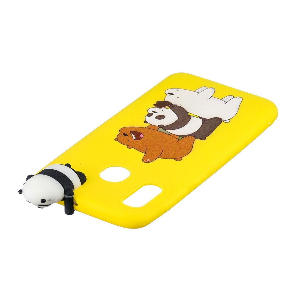 Samsung Galaxy A30 Fleksibelt Plastik Cover 3D Panda og Bjørne