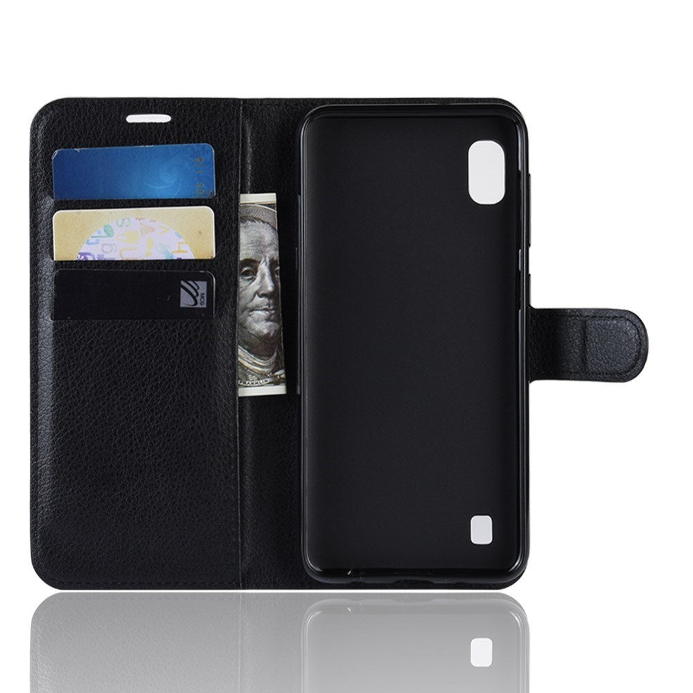 EIDERWOOD Samsung Galaxy A10 Litchi Kunstlæder Flip Cover m. Pung - Sort