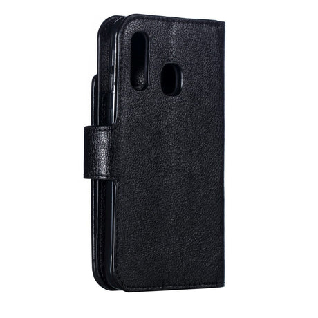 Samsung Galaxy A40 Dobbelt Flip Læder Cover - Sort