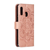 Samsung Galaxy A20e Læder Cover m. Pung Mandala Mønster Rose Gold