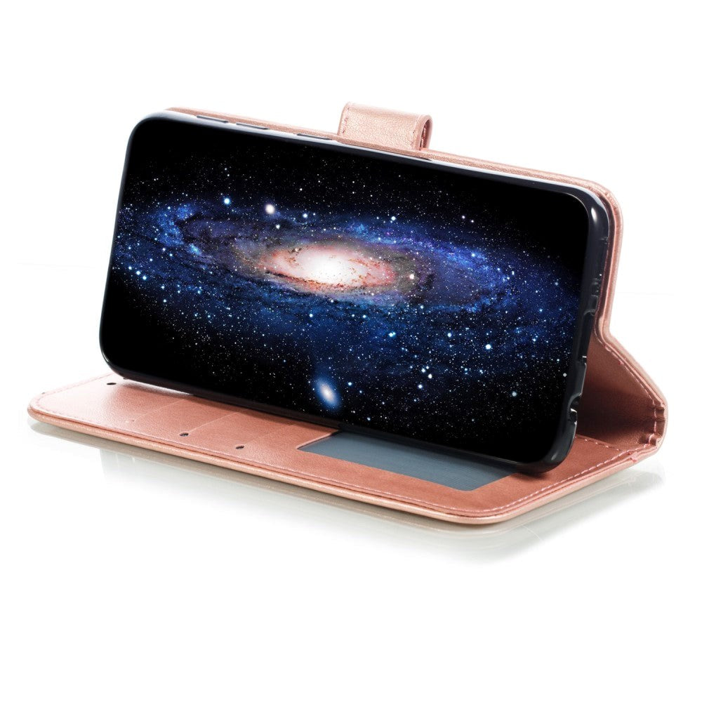 Samsung Galaxy A20e Læder Cover m. Pung Mandala Mønster Rose Gold