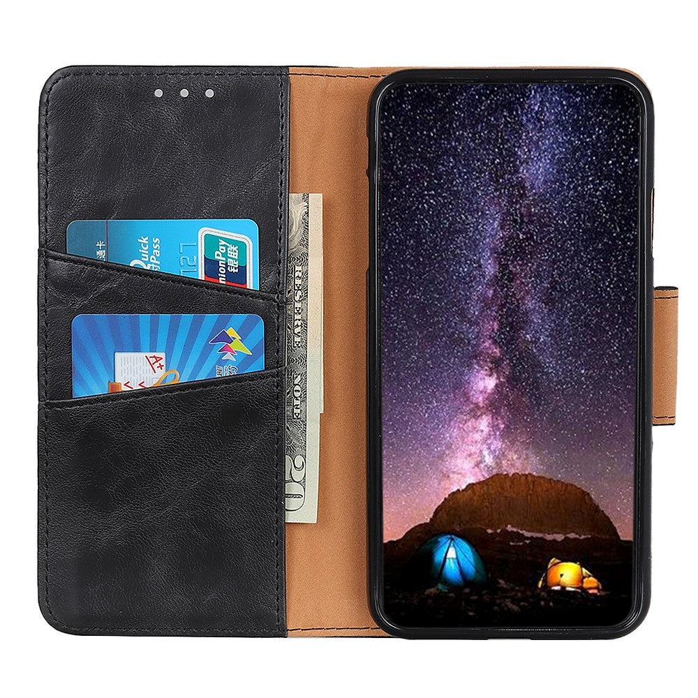 Samsung Galaxy A20s Læder Flip Cover m. Stander - Sort