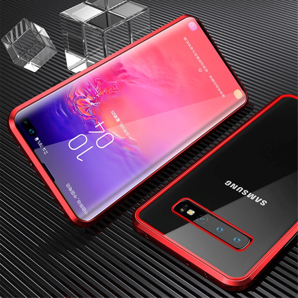 Samsung Galaxy S10+ (Plus) 360° Magnetisk Cover m. Glas Bagside & Forside - Rød