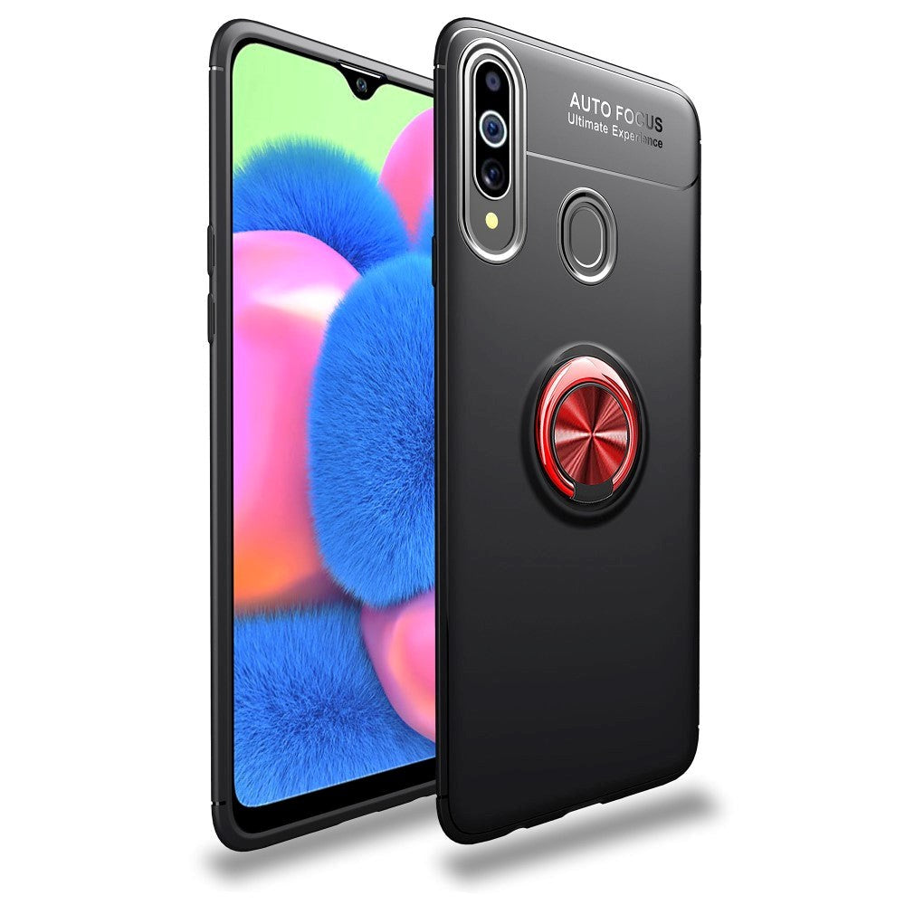 Samsung Galaxy A20s Cover m. Ring / Stander - Sort / Rød