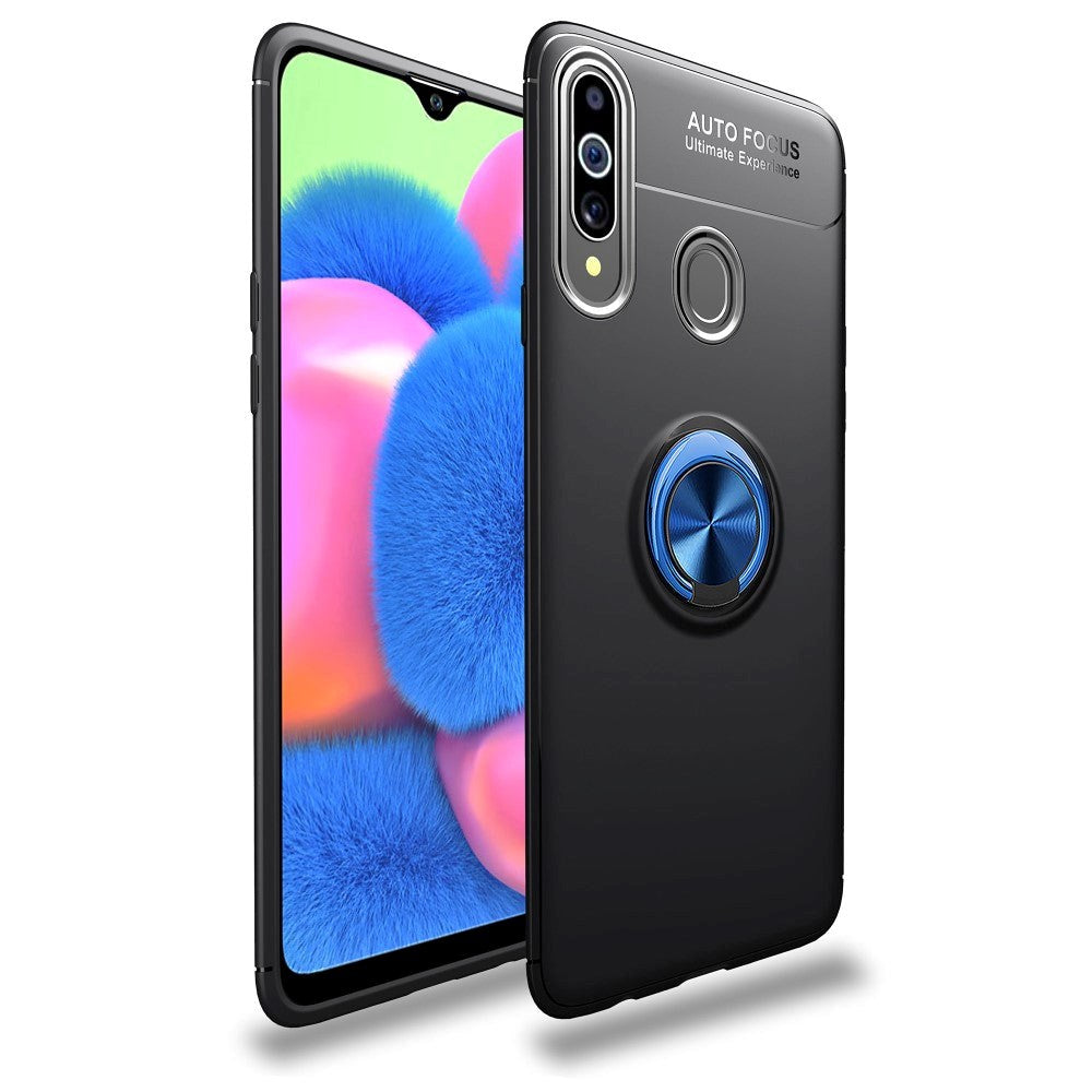 Samsung Galaxy A20s Cover m. Ring / Stander - Sort / Blå