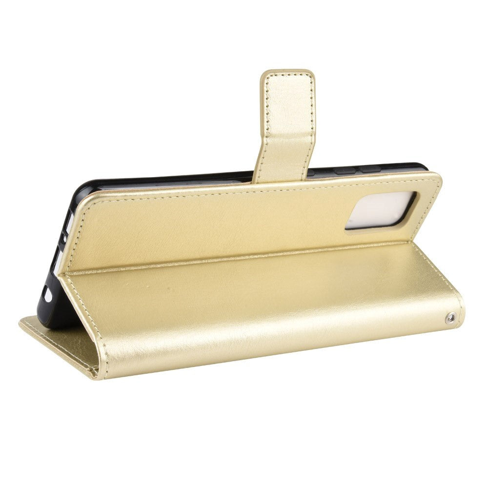 Samsung Galaxy A51 Læder Flip Cover m. Stand & Strop - Guld