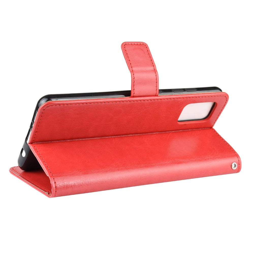 Samsung Galaxy A51 Læder Flip Cover m. Stand & Strop - Rød