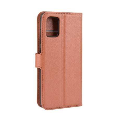 Samsung Galaxy A71 Litchi Læder Flip Cover m. Pung - Brun