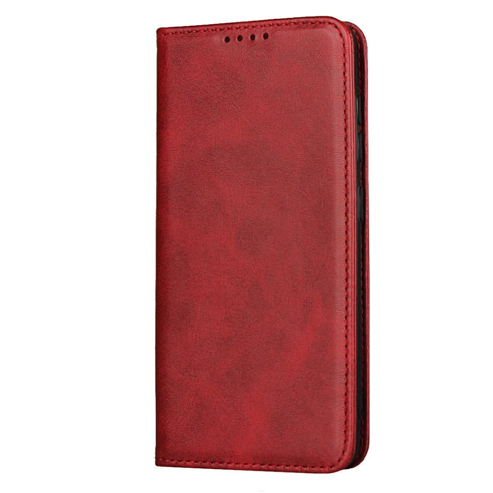 Samsung Galaxy A41 Læder Flip Cover m. Kortholder - Rød