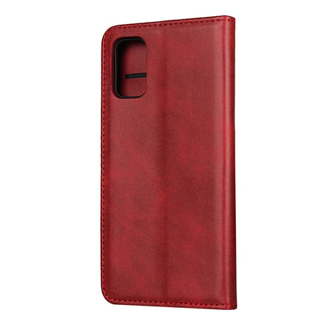 Samsung Galaxy A41 Læder Flip Cover m. Kortholder - Rød