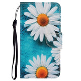 Samsung Galaxy M11 Læder Flip Cover m. Pung - Hvide Blomster