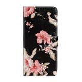 Samsung Galaxy A51 Pink Flowers Cover m. Kortholder - Sort / Lyserød