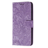 Samsung Galaxy M11 Blomster Blonder Læder Flip Cover m. Pung - Lilla