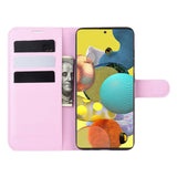 Samsung Galaxy A51 (5G) Litchi Læder Flip Cover m. Pung - Pink