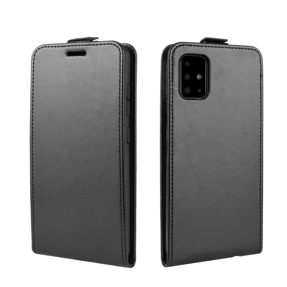 Samsung Galaxy A51 5G Vertical Flip Leather Cover m. Kortholder - Sort