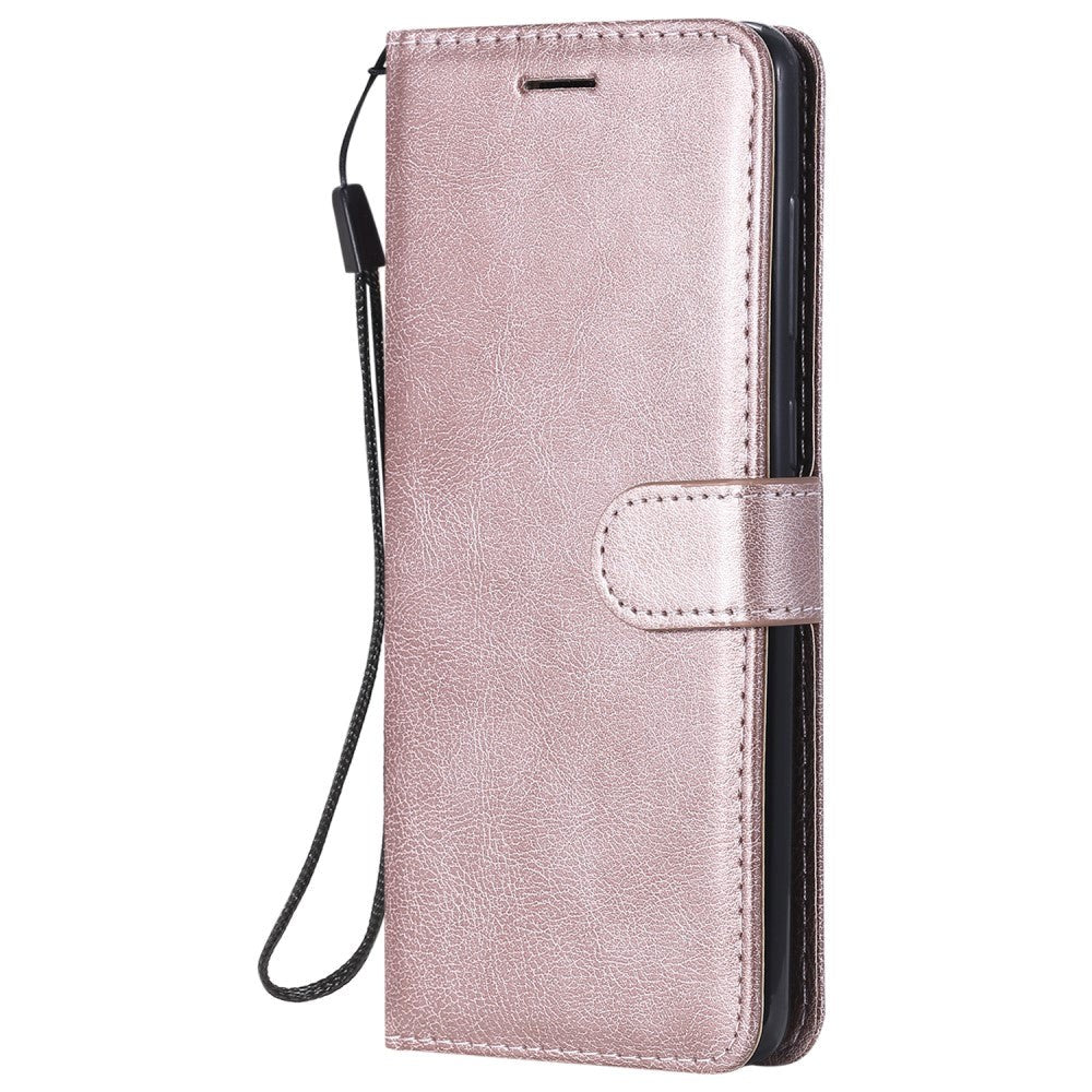 Samsung Galaxy A21s Læder Flip Cover m. Pung og Strop - Rose Gold