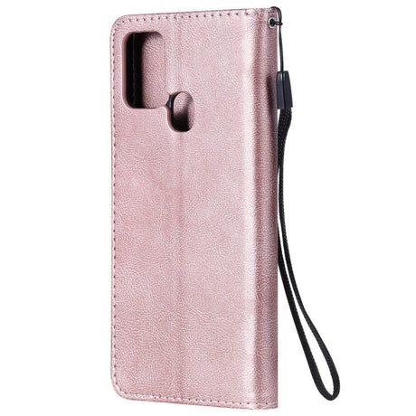 Samsung Galaxy A21s Læder Flip Cover m. Pung og Strop - Rose Gold