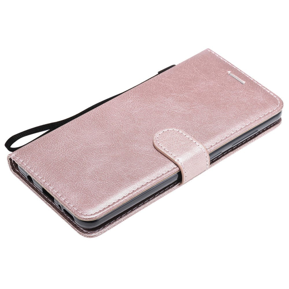 Samsung Galaxy A21s Læder Flip Cover m. Pung og Strop - Rose Gold